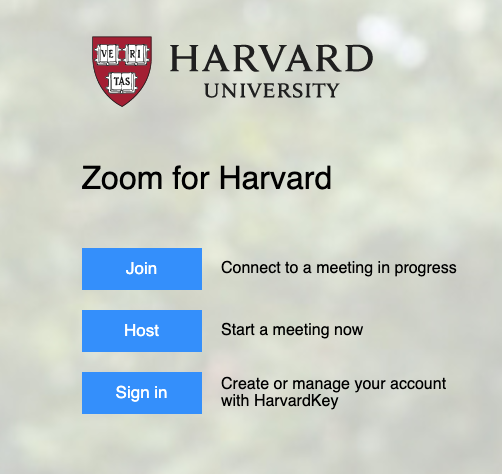 Zoom for Harvard sign-up